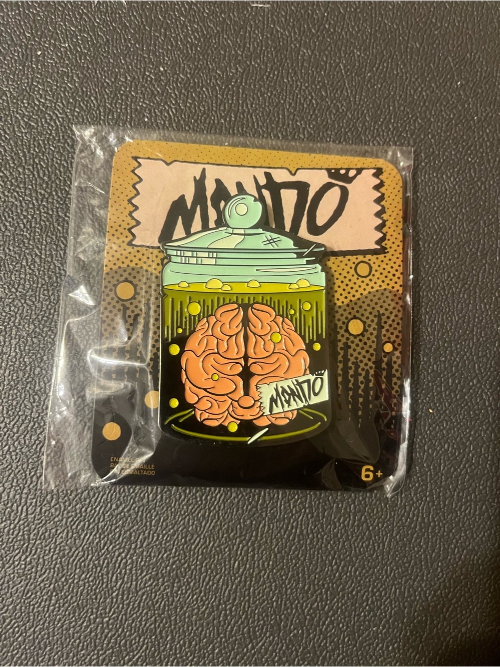 MONDO Pickled Brain Pin by Nolan Fleming - Green, Pink, Black